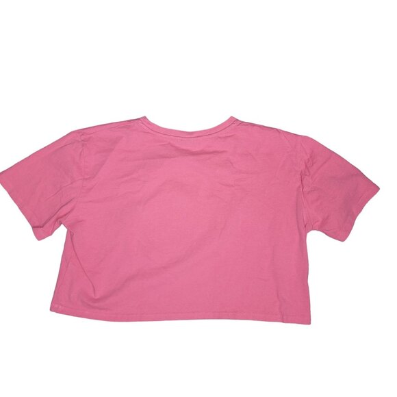 Zara Disney Women's Pink Cropped T-Shirt With Mickey Mouse Embroidery Sz large - Picture 2 of 4